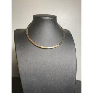 Gold-Tone Flat Collar Necklace With Adjustable Chain For Women